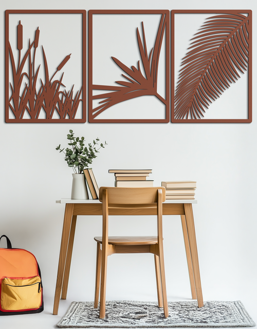 Load image into Gallery viewer, Tropical Metal Wall Art – 3-Panel Botanical Design - KAF216