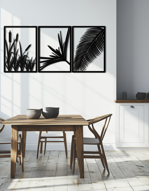 Load image into Gallery viewer, Tropical Metal Wall Art – 3-Panel Botanical Design - KAF216
