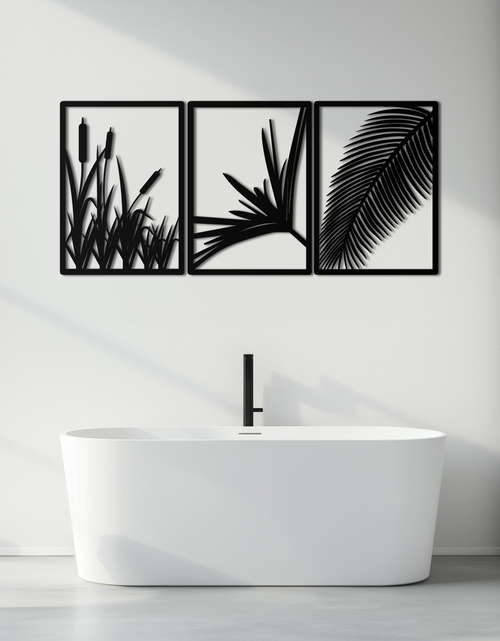 Load image into Gallery viewer, Tropical Metal Wall Art – 3-Panel Botanical Design - KAF216