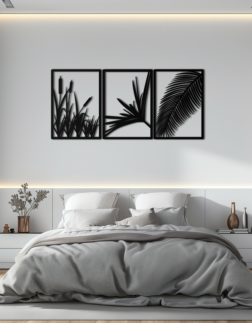 Load image into Gallery viewer, Tropical Metal Wall Art – 3-Panel Botanical Design - KAF216