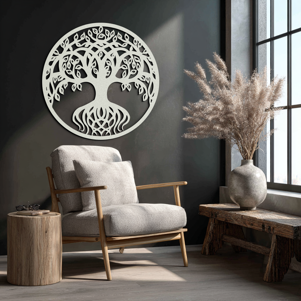 Round Tree of Life Metal Wall Art – Nature-Inspired Decor - KAF217