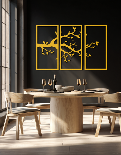 Load image into Gallery viewer, Branch Metal Wall Art – 3-Panel Minimalist Tree Design - KAF218