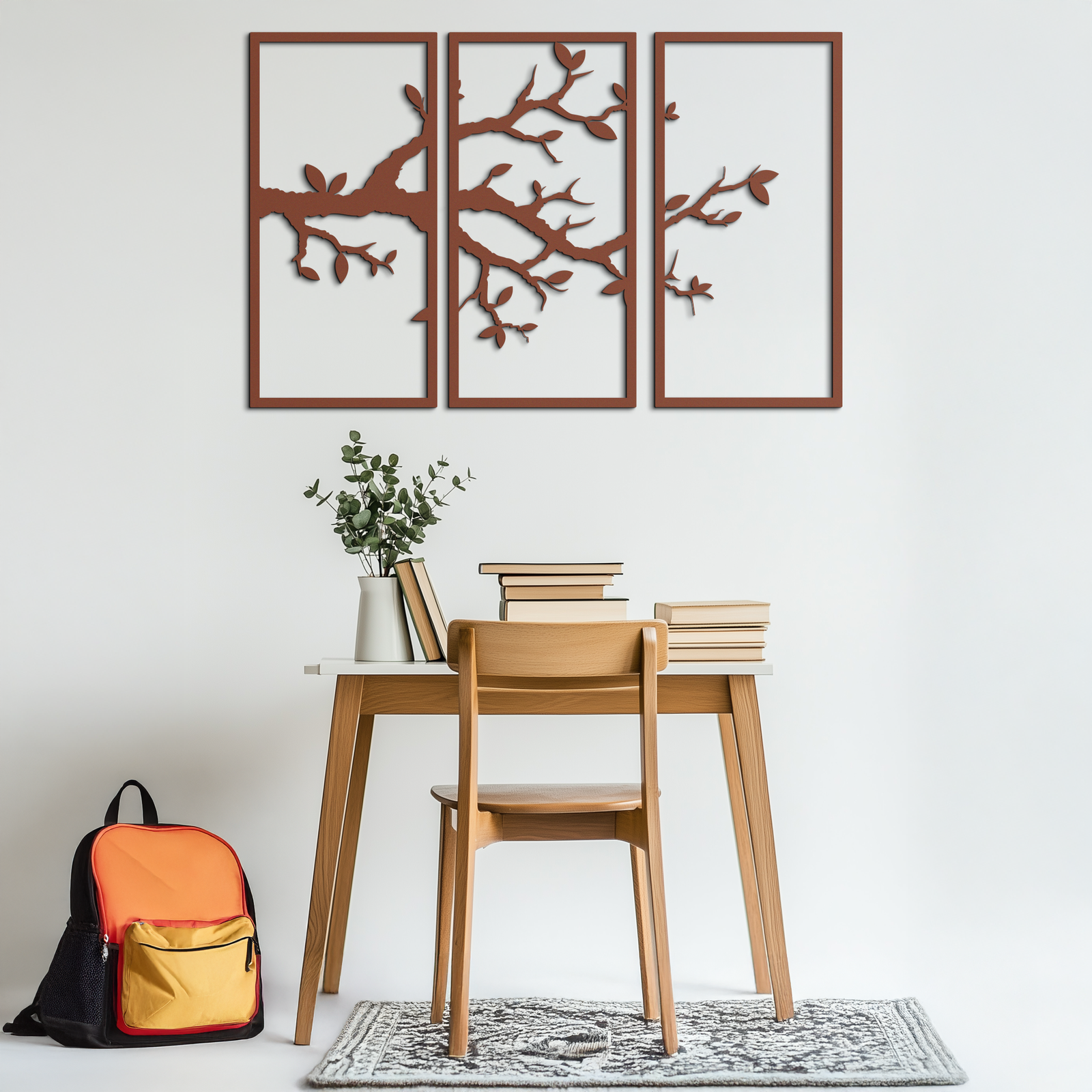 Branch Metal Wall Art – 3-Panel Minimalist Tree Design - KAF218