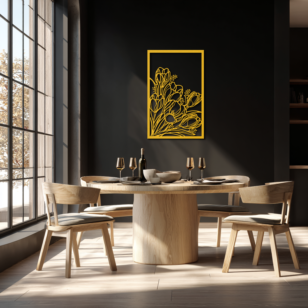 Floral Metal Wall Art – Elegant Botanical Home Decor - KAF219