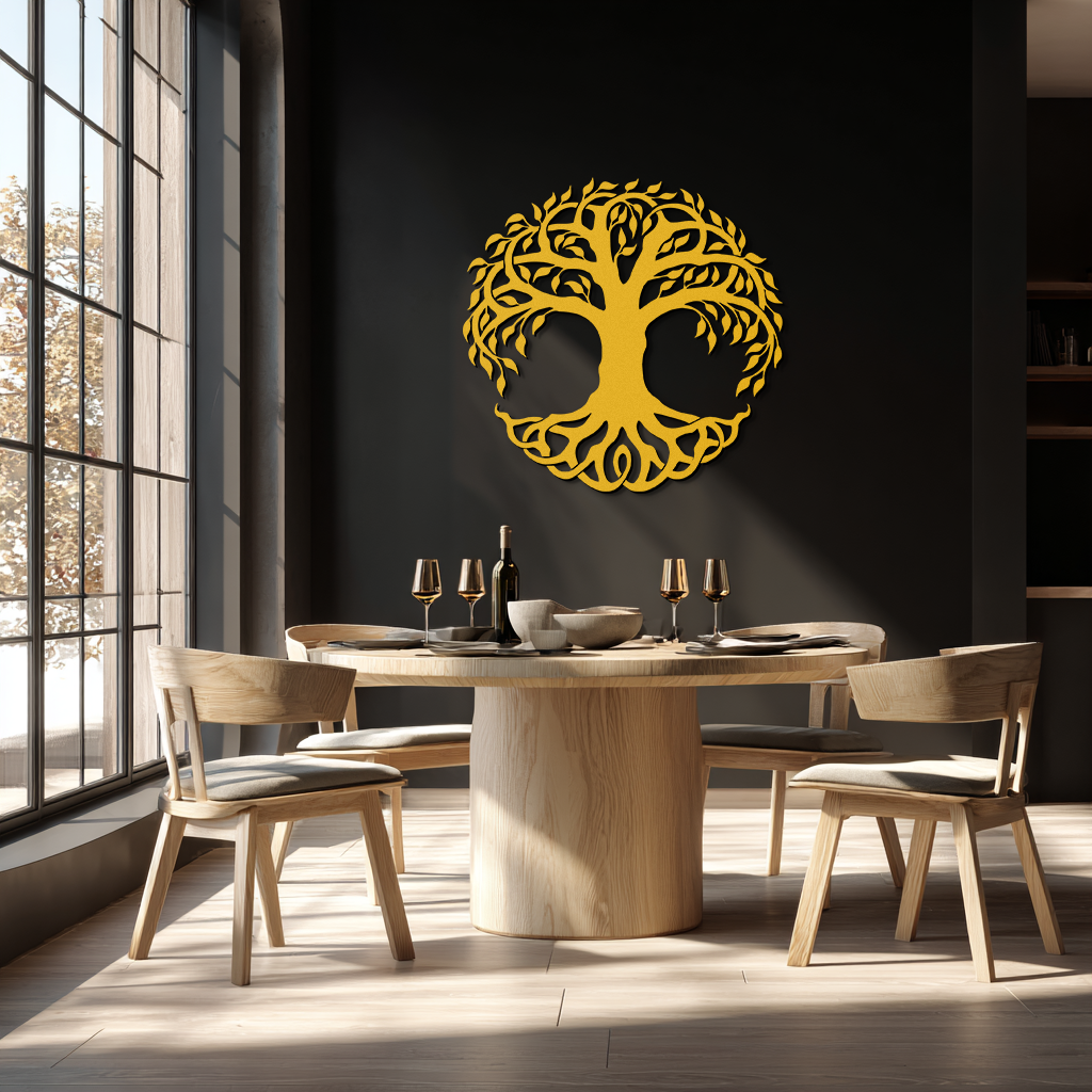 Tree of Life Metal Wall Art – Round Nature-Inspired Decor - KAF220