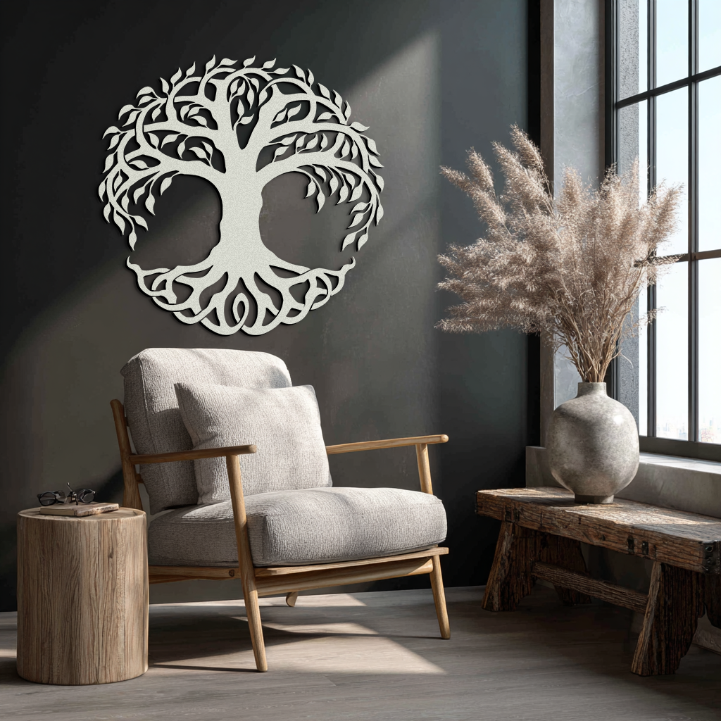 Tree of Life Metal Wall Art – Round Nature-Inspired Decor - KAF220