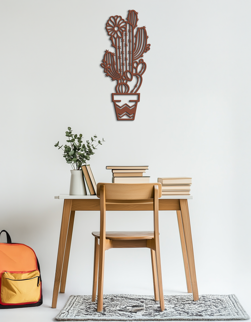 Load image into Gallery viewer, Cactus Metal Wall Art - Modern Geometric Desert Decor - KAF224