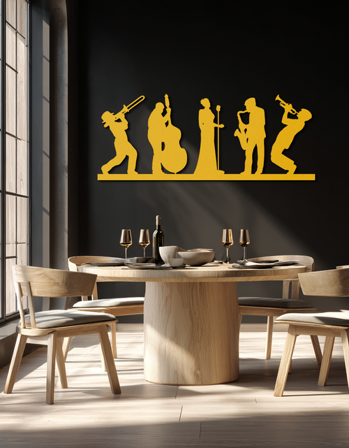 Load image into Gallery viewer, Jazz Band Metal Wall Art - Modern Musician Silhouette Decor- KAF254