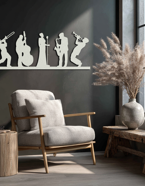Load image into Gallery viewer, Jazz Band Metal Wall Art - Modern Musician Silhouette Decor- KAF254
