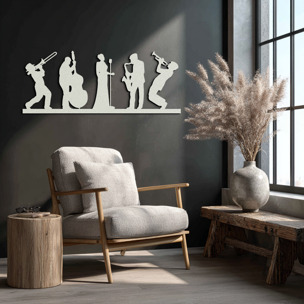 Jazz Band Metal Wall Art - Modern Musician Silhouette Decor- KAF254