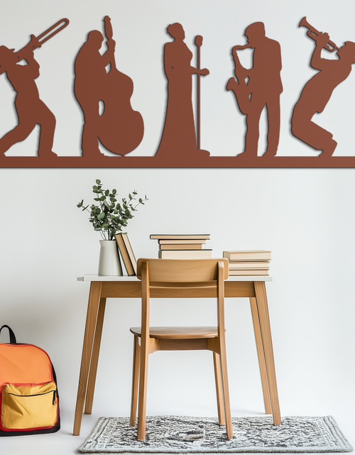 Load image into Gallery viewer, Jazz Band Metal Wall Art - Modern Musician Silhouette Decor- KAF254