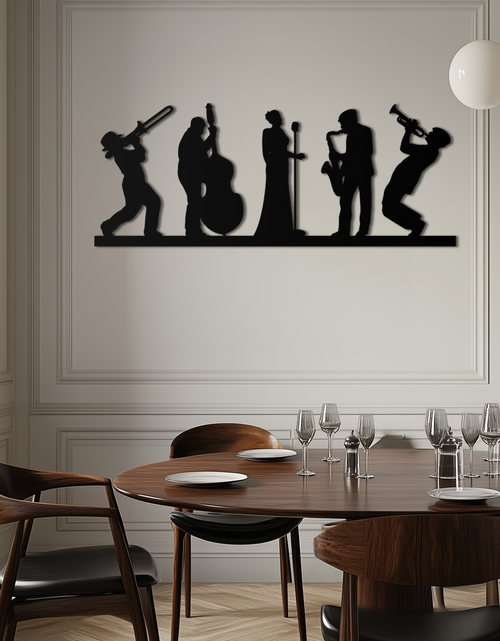 Load image into Gallery viewer, Jazz Band Metal Wall Art - Modern Musician Silhouette Decor- KAF254
