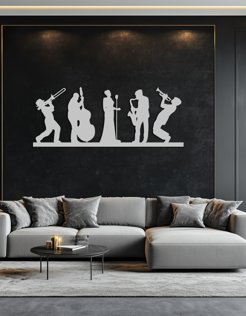 Load image into Gallery viewer, Jazz Band Metal Wall Art - Modern Musician Silhouette Decor- KAF254