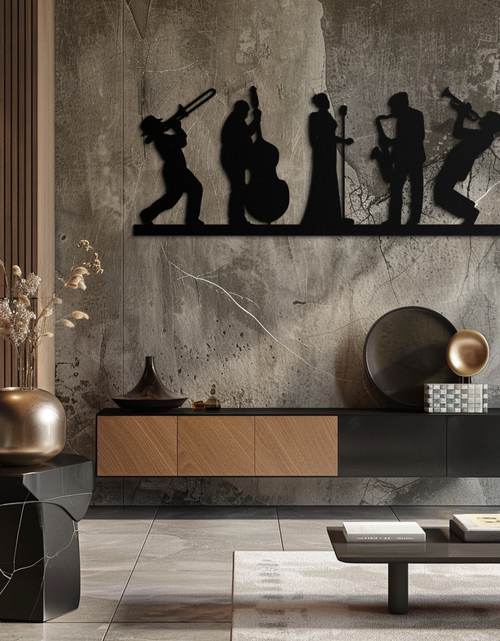 Load image into Gallery viewer, Jazz Band Metal Wall Art - Modern Musician Silhouette Decor- KAF254