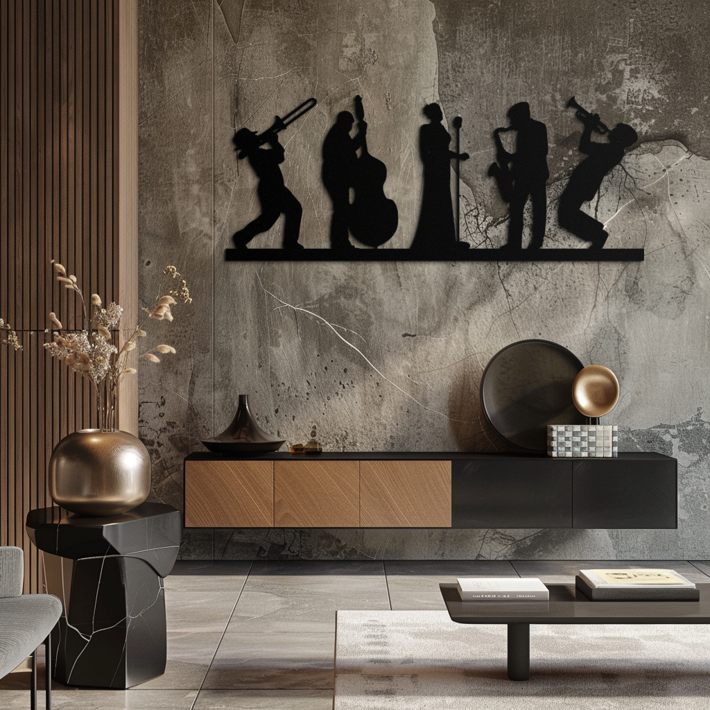 Jazz Band Metal Wall Art - Modern Musician Silhouette Decor- KAF254