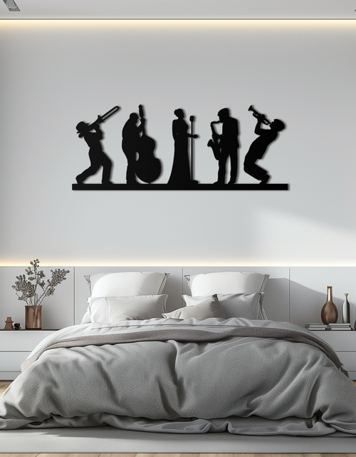 Load image into Gallery viewer, Jazz Band Metal Wall Art - Modern Musician Silhouette Decor- KAF254