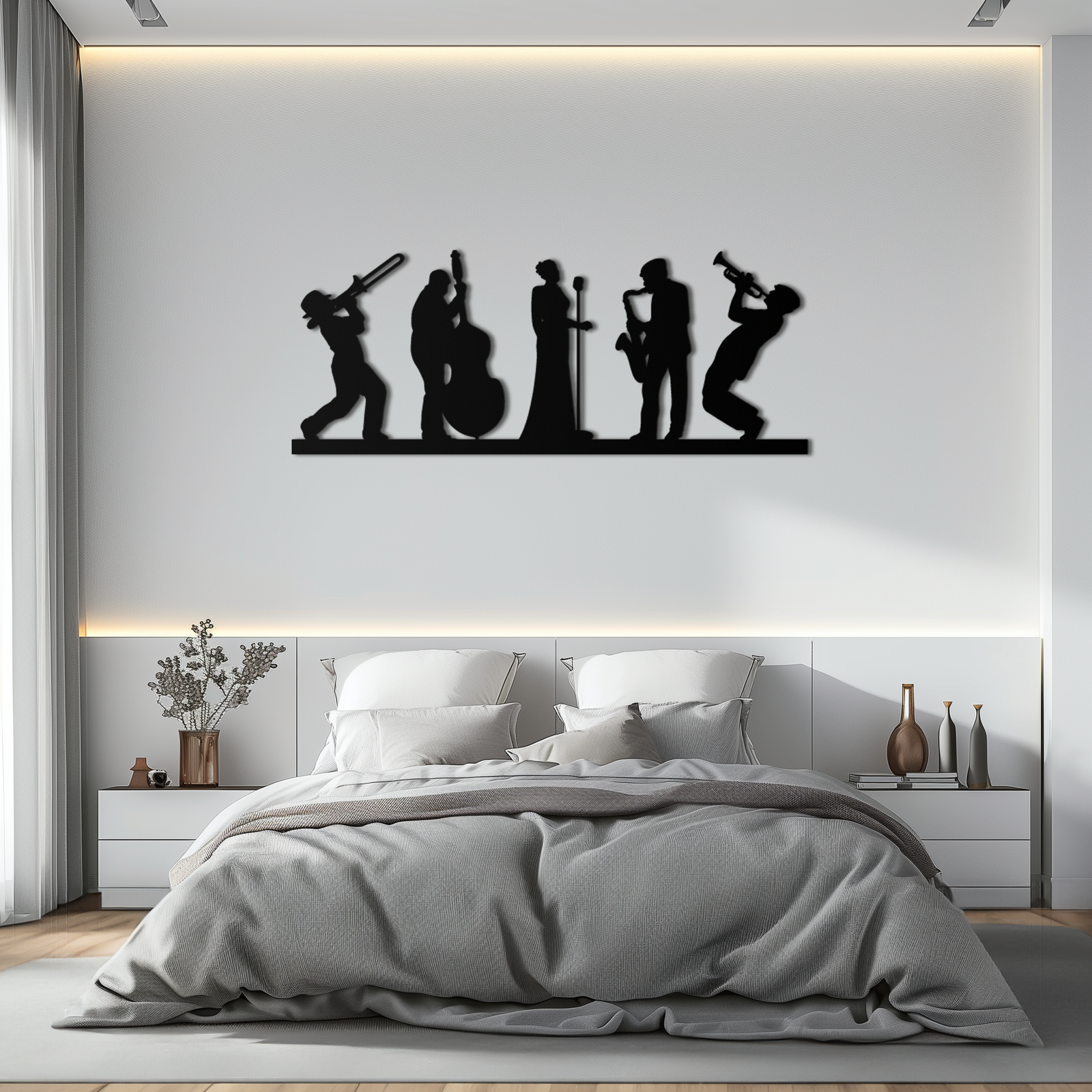 Jazz Band Metal Wall Art - Modern Musician Silhouette Decor- KAF254