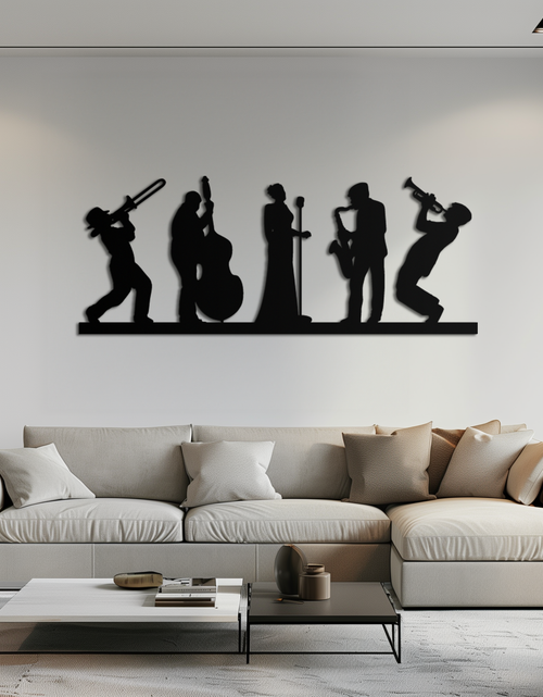 Load image into Gallery viewer, Jazz Band Metal Wall Art - Modern Musician Silhouette Decor- KAF254