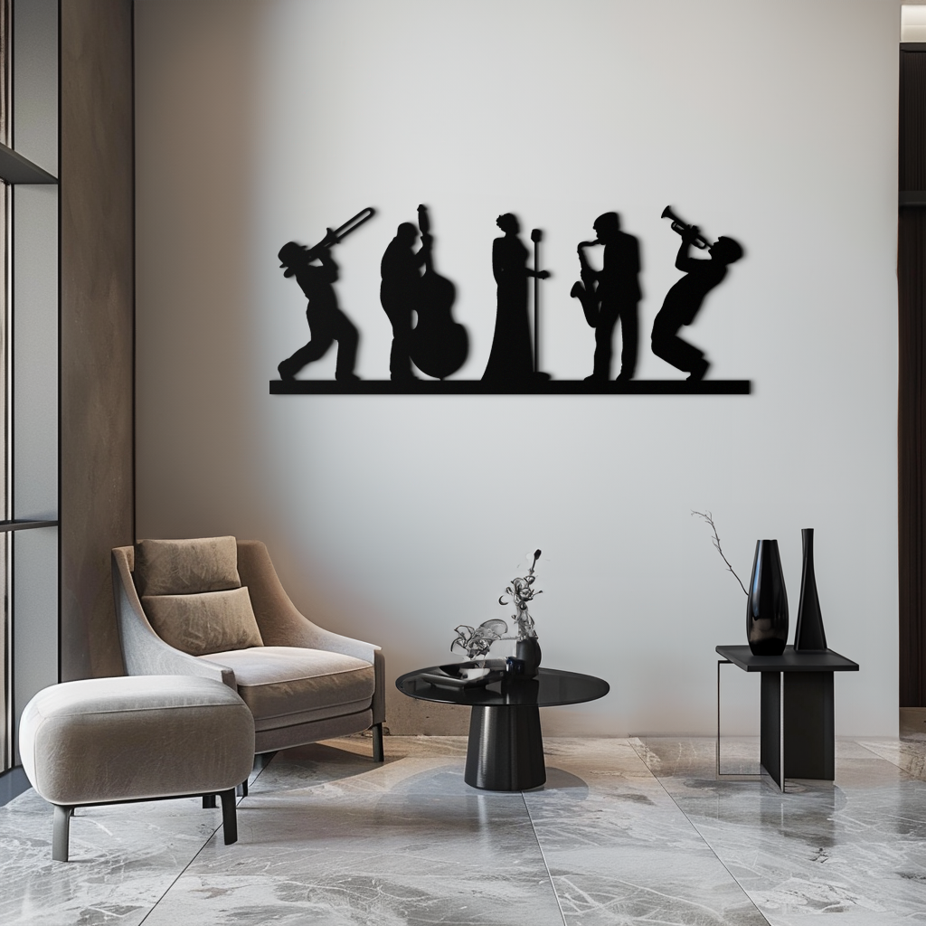 Jazz Band Metal Wall Art - Modern Musician Silhouette Decor- KAF254