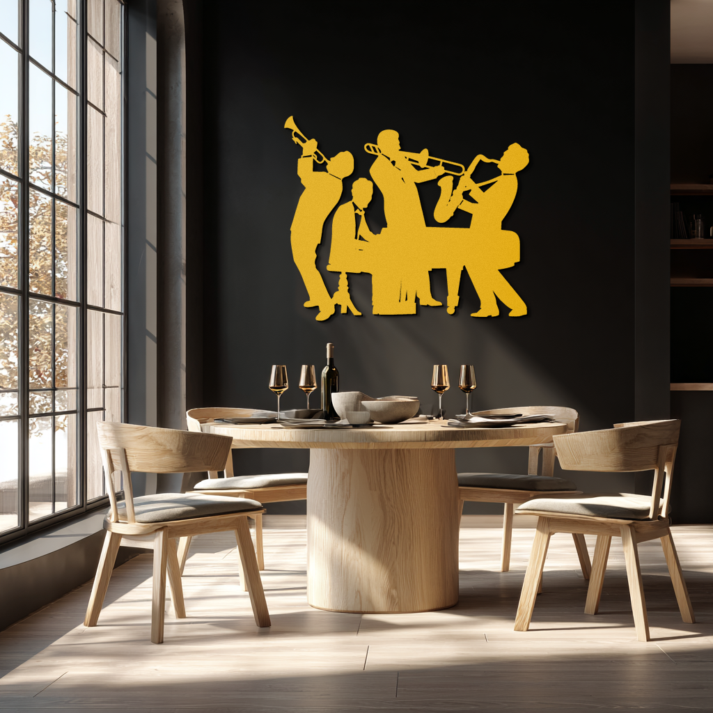 Jazz Band Metal Wall Art - Modern Musical Silhouette Decor- KAF255
