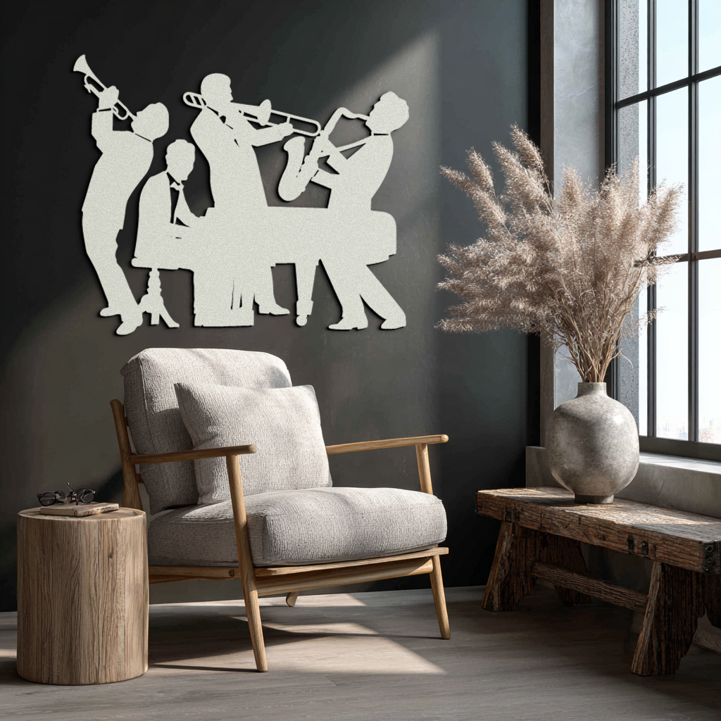 Jazz Band Metal Wall Art - Modern Musical Silhouette Decor- KAF255
