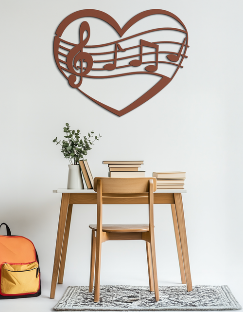 Load image into Gallery viewer, Musical Heart Metal Wall Art - Music Lover’s Home Decor- KAF256