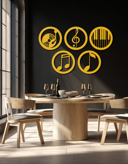 Load image into Gallery viewer, Music Notes & Instruments Wall Art - Modern Metal Music Decor- KAF257