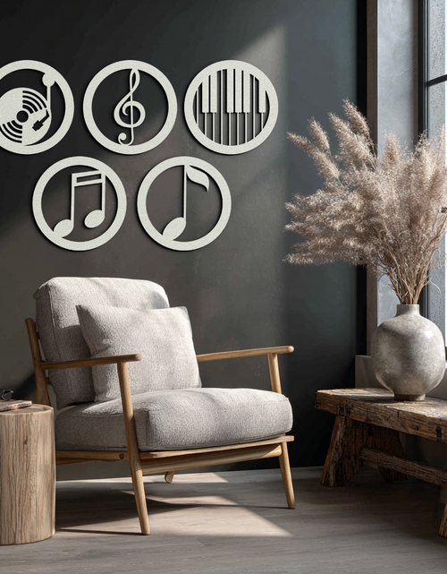 Load image into Gallery viewer, Music Notes & Instruments Wall Art - Modern Metal Music Decor- KAF257