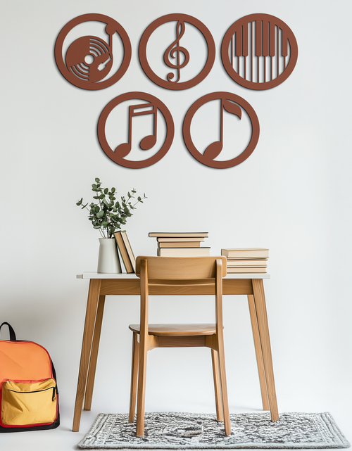 Load image into Gallery viewer, Music Notes & Instruments Wall Art - Modern Metal Music Decor- KAF257