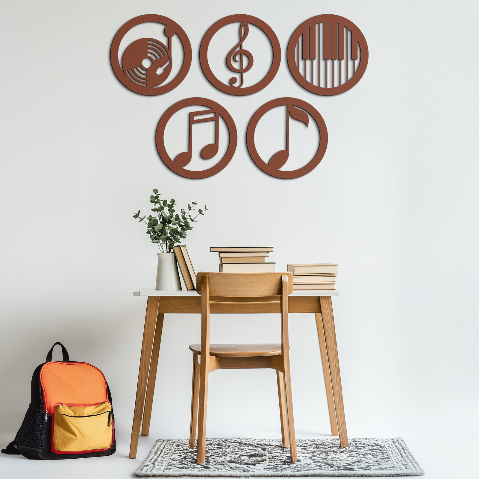 Music Notes & Instruments Wall Art - Modern Metal Music Decor- KAF257