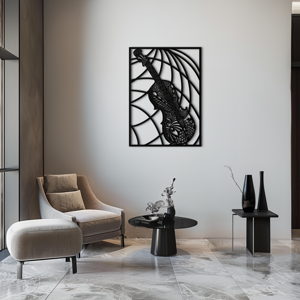 Ornamental Violin Metal Wall Art - Musical Instrument Decor- KAF259