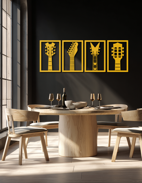 Load image into Gallery viewer, Guitar Headstock Metal Wall Art - 4-Piece Music Decor- KAF260