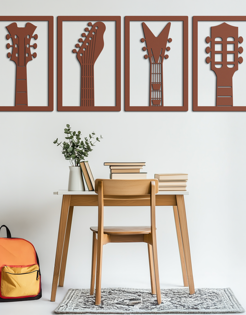 Load image into Gallery viewer, Guitar Headstock Metal Wall Art - 4-Piece Music Decor- KAF260