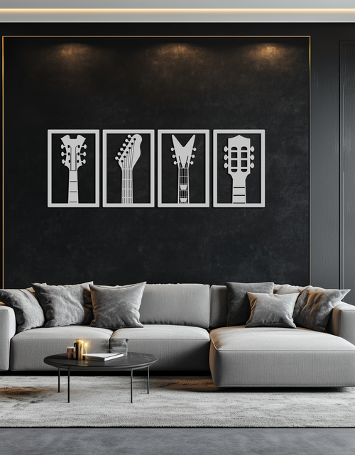Load image into Gallery viewer, Guitar Headstock Metal Wall Art - 4-Piece Music Decor- KAF260