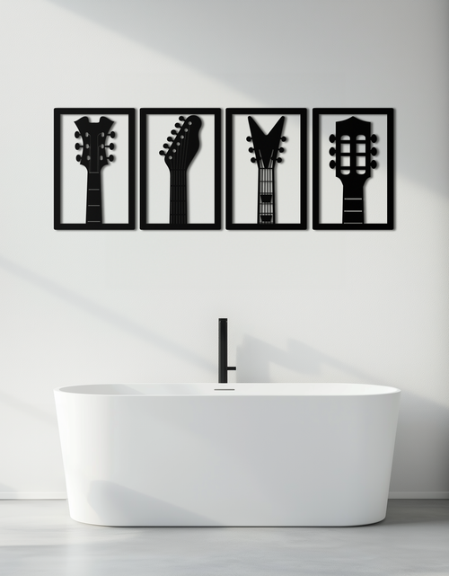 Load image into Gallery viewer, Guitar Headstock Metal Wall Art - 4-Piece Music Decor- KAF260