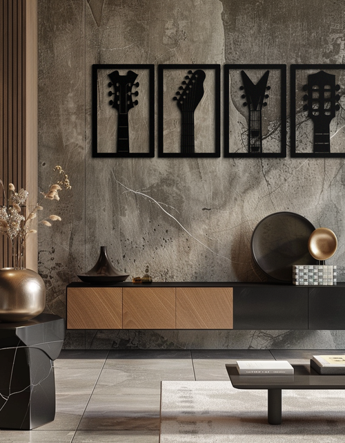 Load image into Gallery viewer, Guitar Headstock Metal Wall Art - 4-Piece Music Decor- KAF260