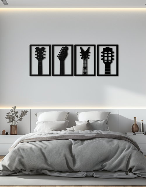 Load image into Gallery viewer, Guitar Headstock Metal Wall Art - 4-Piece Music Decor- KAF260