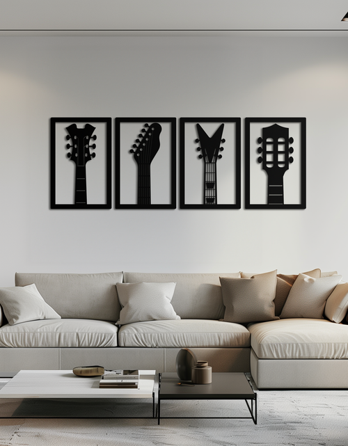Load image into Gallery viewer, Guitar Headstock Metal Wall Art - 4-Piece Music Decor- KAF260