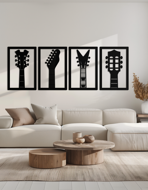 Load image into Gallery viewer, Guitar Headstock Metal Wall Art - 4-Piece Music Decor- KAF260