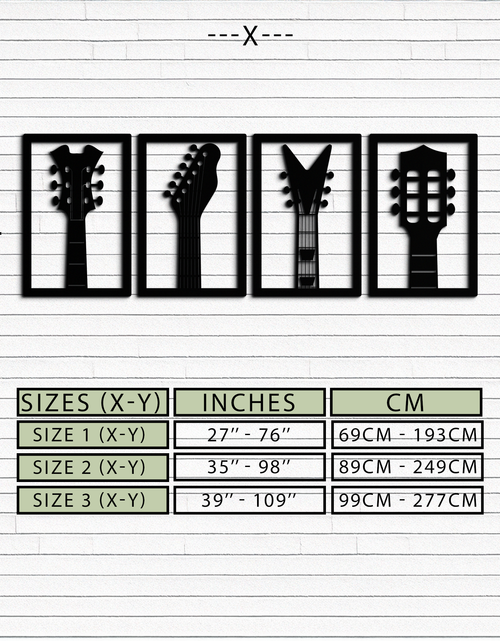 Load image into Gallery viewer, Guitar Headstock Metal Wall Art - 4-Piece Music Decor- KAF260