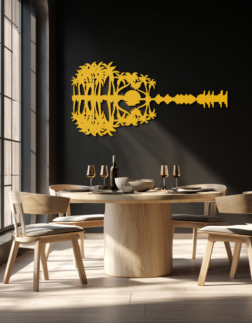 Load image into Gallery viewer, Sunset Guitar Metal Wall Art - Nature-Inspired Music Decor- KAF261
