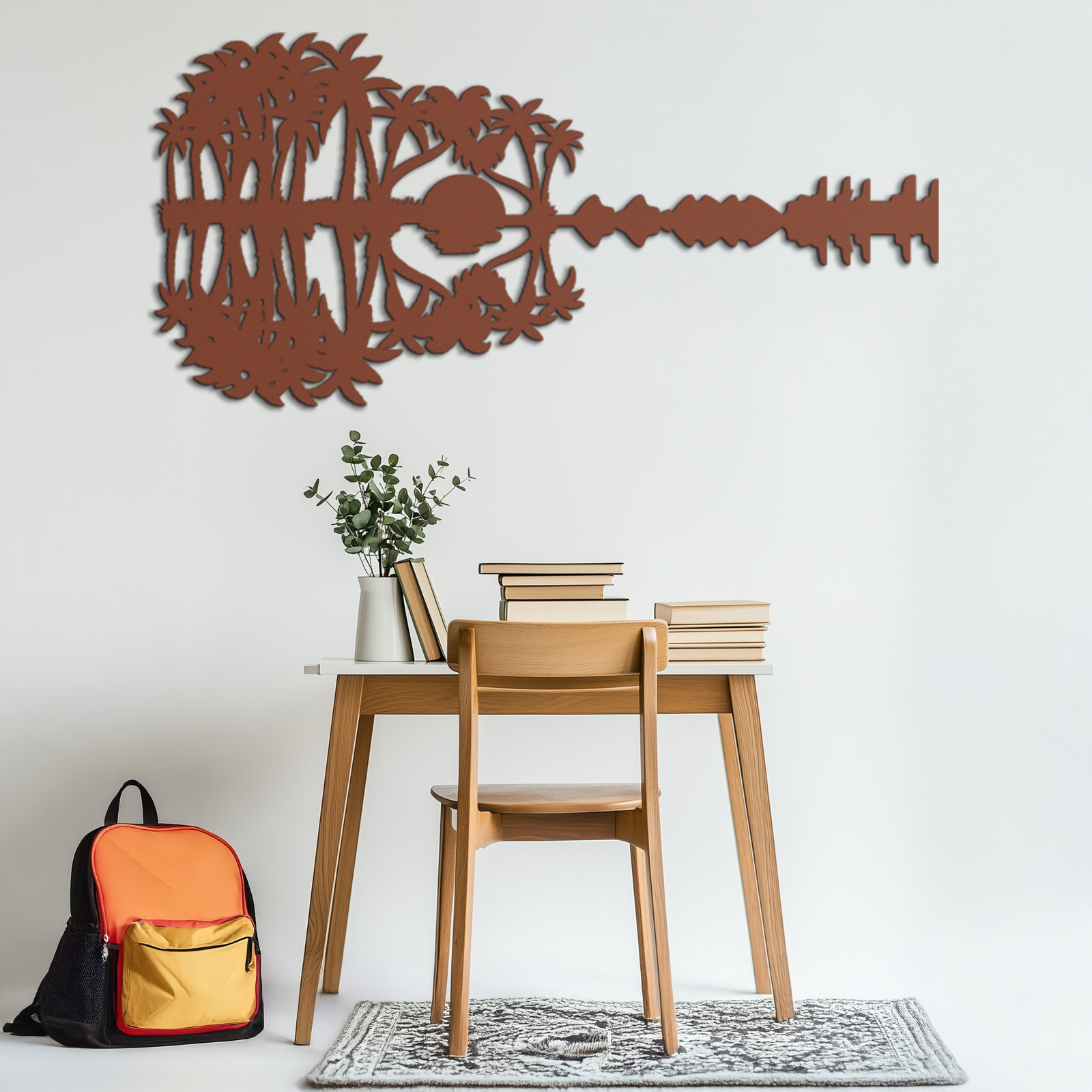 Sunset Guitar Metal Wall Art - Nature-Inspired Music Decor- KAF261
