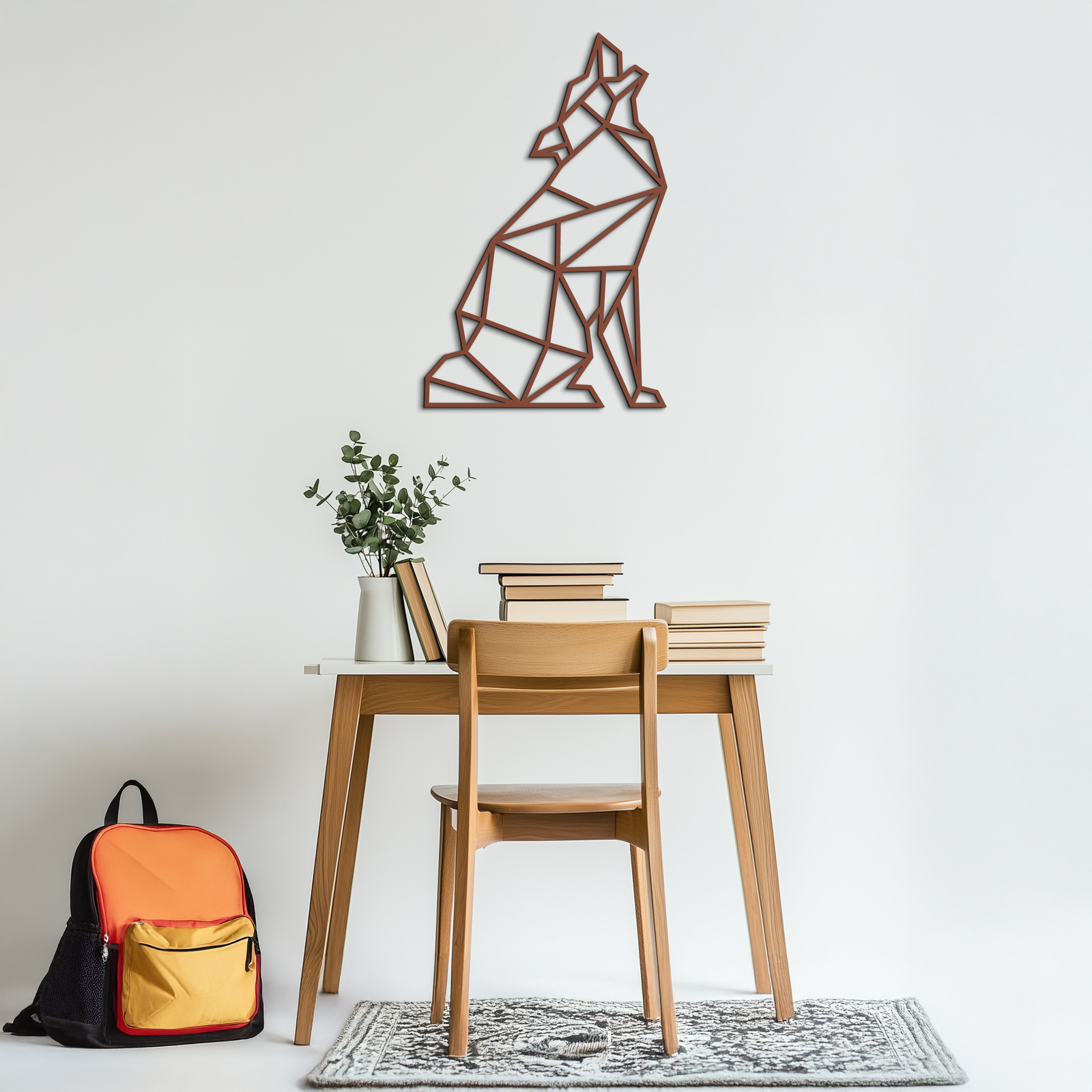 Geometric Wolf Metal Wall Art - Modern Animal Decor- KAF262