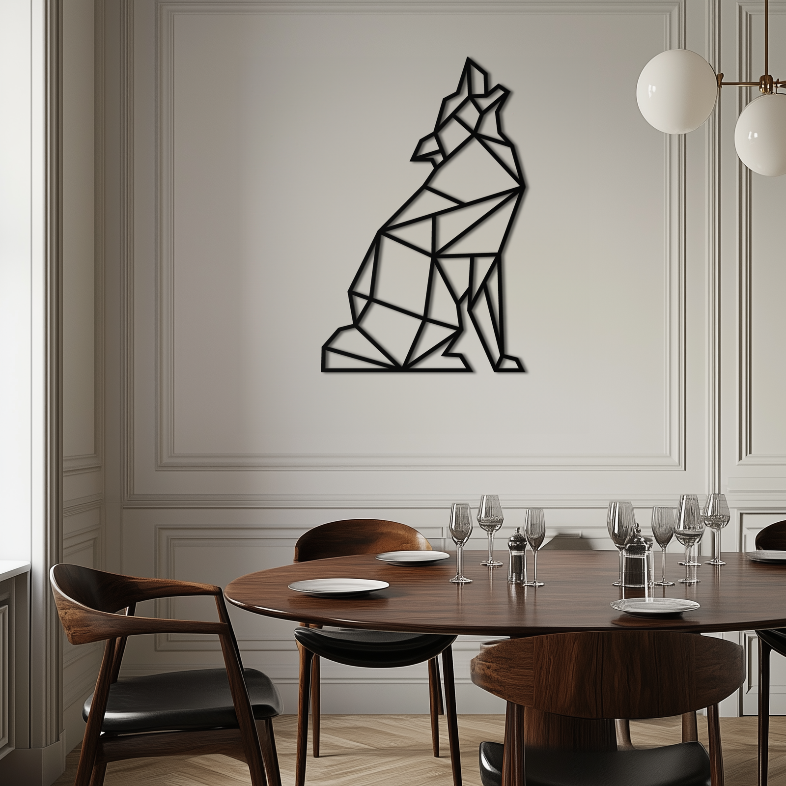 Geometric Wolf Metal Wall Art - Modern Animal Decor- KAF262