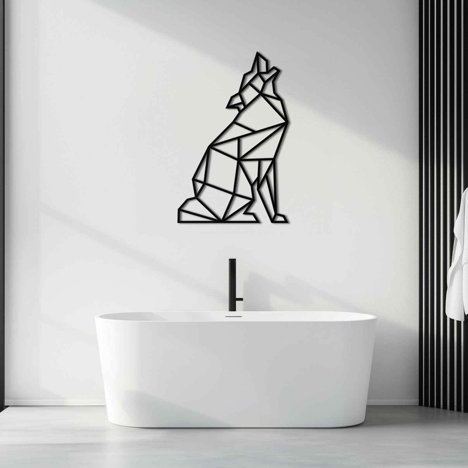 Geometric Wolf Metal Wall Art - Modern Animal Decor- KAF262