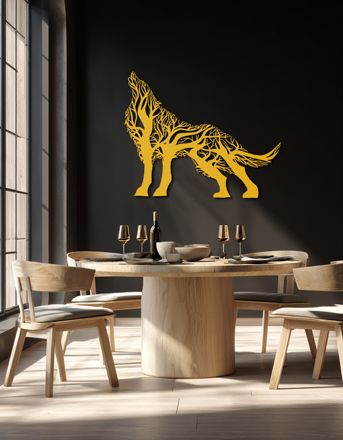 Load image into Gallery viewer, Tree Wolf Metal Wall Art - Nature-Inspired Wildlife Decor- KAF263