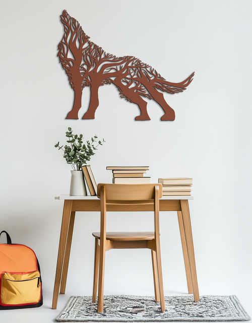 Load image into Gallery viewer, Tree Wolf Metal Wall Art - Nature-Inspired Wildlife Decor- KAF263