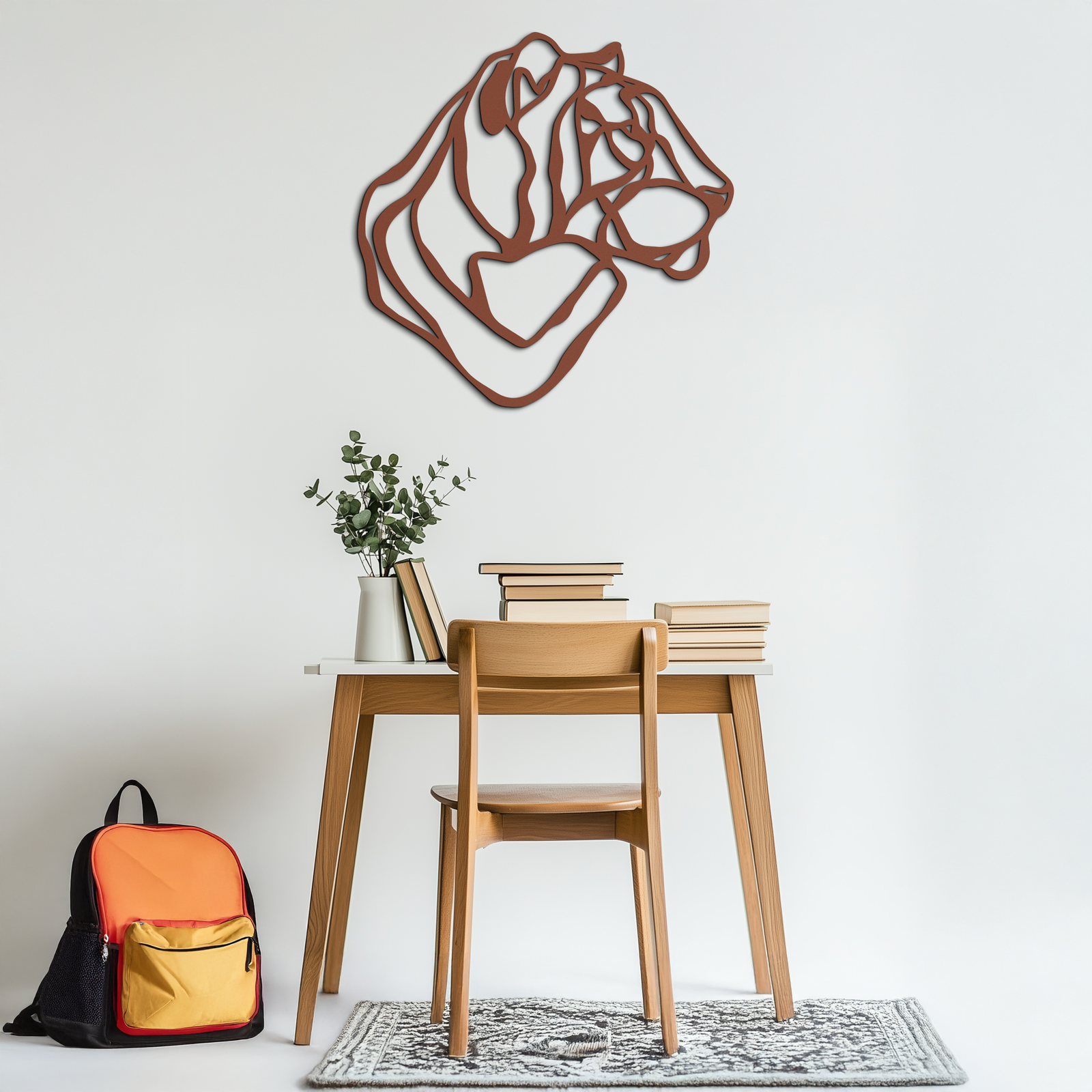 Line Lion Metal Wall Art - Modern Abstract Animal Decor- KAF264