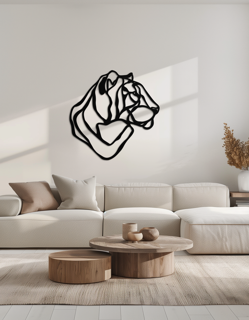 Load image into Gallery viewer, Line Lion Metal Wall Art - Modern Abstract Animal Decor- KAF264
