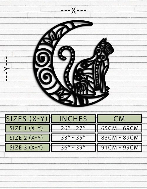 Load image into Gallery viewer, Moon & Cat Metal Wall Art – Mystical Feline Decor - KAF266